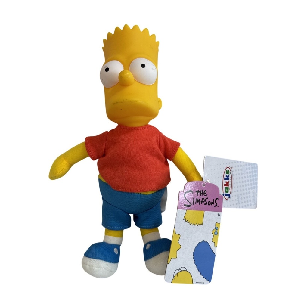 The Simpsons‎ Bart Simpson Jakks Pacific Basic Plush 8" Toy 2024 Molded Head